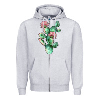 Heather Grey cactus 5 Zipper Hoodie - JahusDesignShop