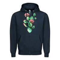Navy cactus 5 Zipper Hoodie - JahusDesignShop