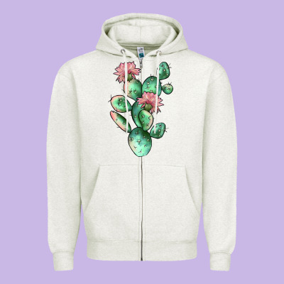 Cactus 5 Zipper Hoodie Designed By Jahusdesignshop