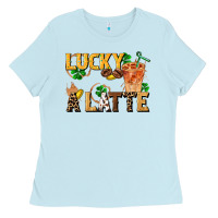 Baby Blue lucky a latte Ladies Tee - FaDigitalArtStudio