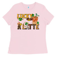 Bubblegum Pink lucky a latte Ladies Tee - FaDigitalArtStudio