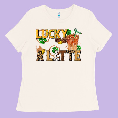 Lucky A Latte Ladies Tee Designed By Fadigitalartstudio