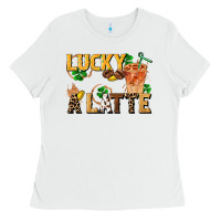 White lucky a latte Ladies Tee - FaDigitalArtStudio