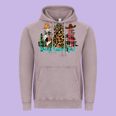 Merry Christmas Y'all Christmas Trees Vintage Hoodie Designed By Cowhidedigitalart