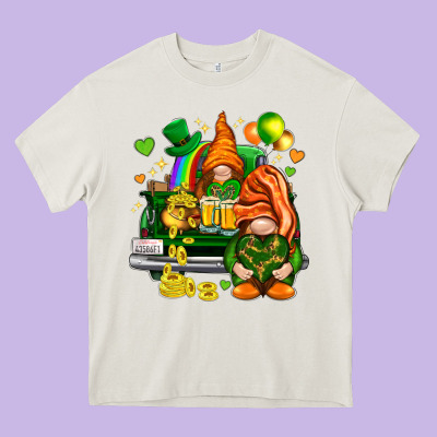 St. Patrick's Day Gnomies With Heart Heavy Core Tee Designed By Howdyjamesfarm