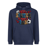 Navy little sister biggest fan soccer Heavyweight Hoodie - Jasminsmagicworld