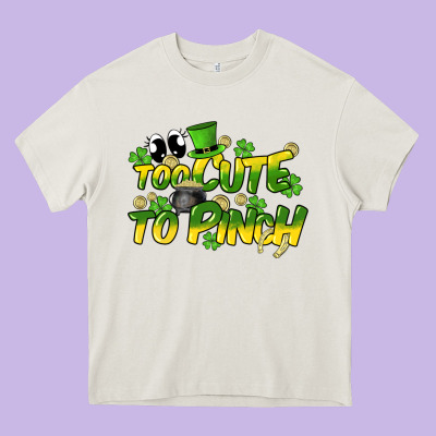 Too Cute To Pinch St. Patrick's Day Heavy Core Tee Designed By Howdyjamesfarm