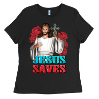 Black Jesus Saves Ladies Tee - BundleAndBundleShop
