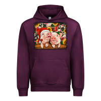 Mauve Wine christmas pigs Urban Hoodie - Jasminsmagicworld