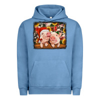 Pigment Pebble Blue christmas pigs Urban Hoodie - Jasminsmagicworld