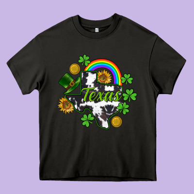 Texas Map St. Patrick's Heavy Core Tee Designed By Cowgirlartshop