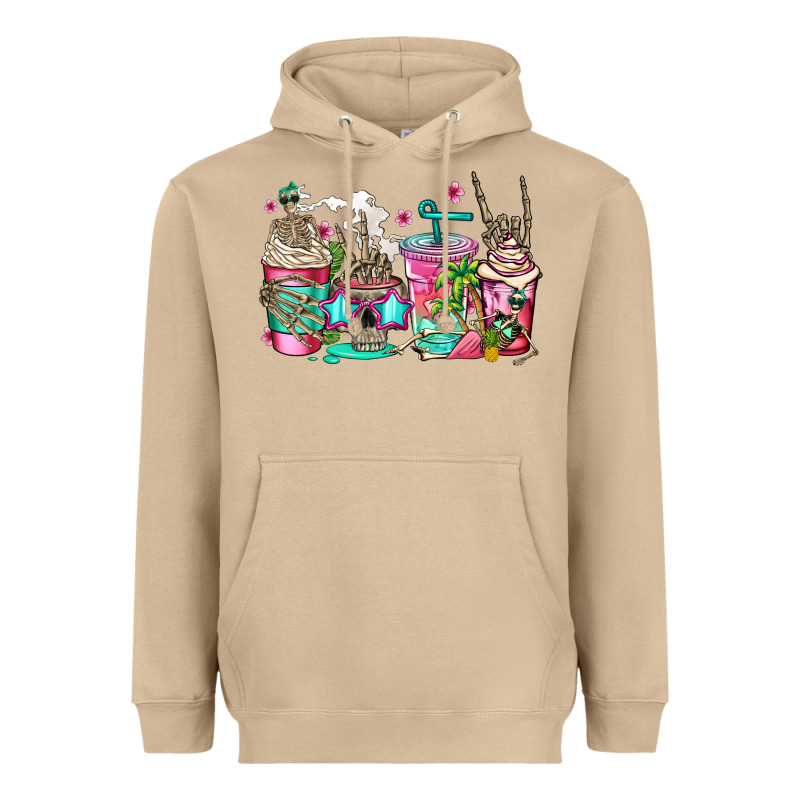 Skeleton Summer Coffee Cups Heavyweight Hoodie by Jasminsmagicworld | Teevron