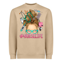 Mushroom blonde messy bun nurse life Heavyweight Sweatshirt - RanaPortraitStore