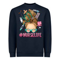 Navy blonde messy bun nurse life Heavyweight Sweatshirt - RanaPortraitStore