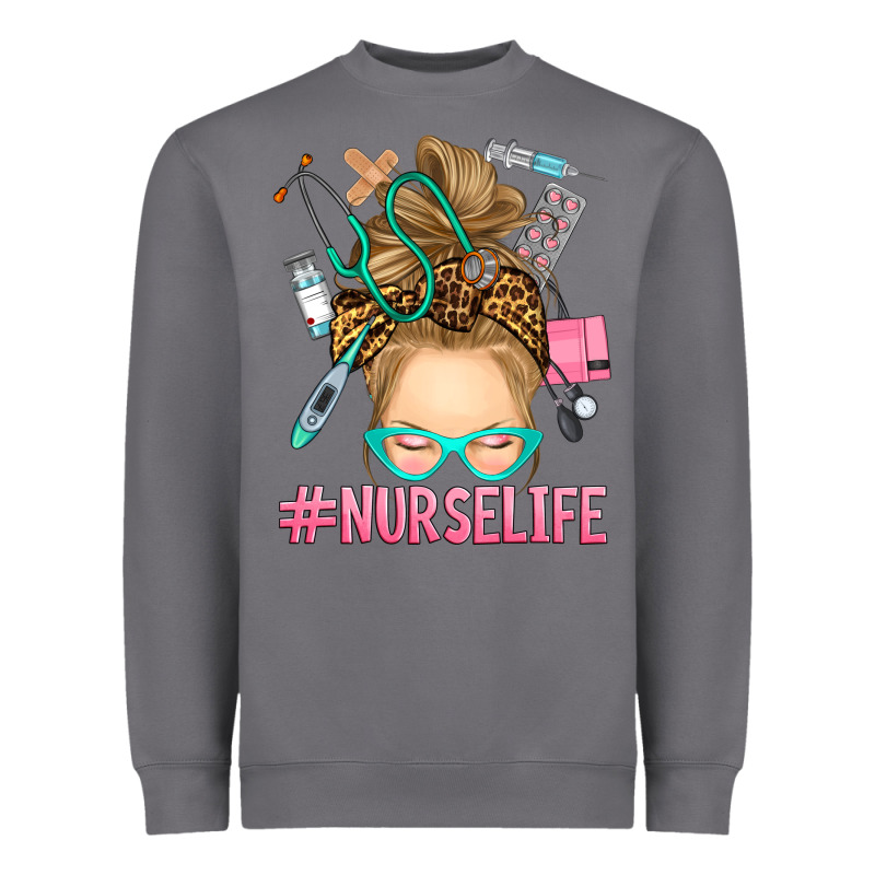 Blonde Messy Bun Nurse Life Heavyweight Sweatshirt by RanaPortraitStore | Teevron