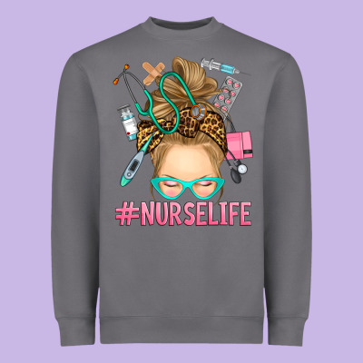 Blonde Messy Bun Nurse Life Heavyweight Sweatshirt Designed By Ranaportraitstore