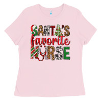 Bubblegum Pink Santa's Favorite Nurse Ladies Tee - BundleAndBundleShop