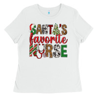 White Santa's Favorite Nurse Ladies Tee - BundleAndBundleShop