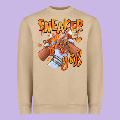 Orange Galaxy Sneaker Girl Afro Woman Heavyweight Sweatshirt Designed By Ranaportraitstore