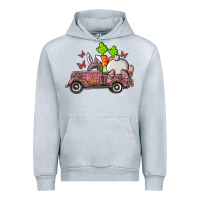 Heather Grey happy easter pink truck with bunny Urban Hoodie - RanaPortraitStore