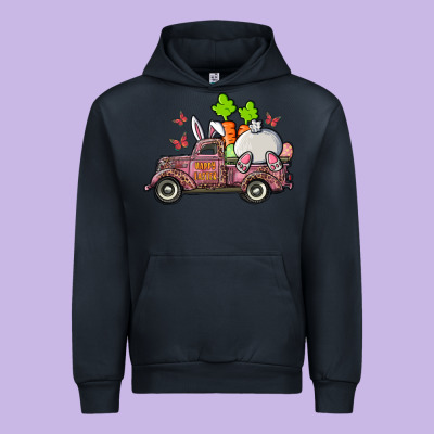 Happy Easter Pink Truck With Bunny Urban Hoodie Designed By Ranaportraitstore