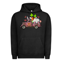 Pigment Black happy easter pink truck with bunny Urban Hoodie - RanaPortraitStore