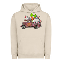 Pigment French Oak happy easter pink truck with bunny Urban Hoodie - RanaPortraitStore