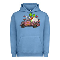 Pigment Pebble Blue happy easter pink truck with bunny Urban Hoodie - RanaPortraitStore