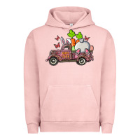 Pigment Salmon happy easter pink truck with bunny Urban Hoodie - RanaPortraitStore