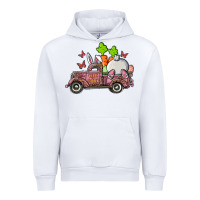 White happy easter pink truck with bunny Urban Hoodie - RanaPortraitStore