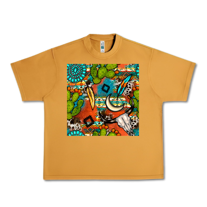 Western Cactus Aztec Seamless Pattern Urban Heavy Tee by BundleAndBundleShop | Teevron