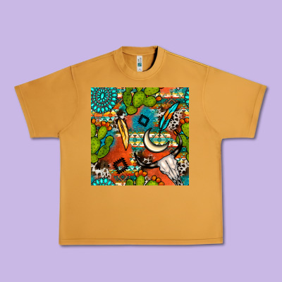Western Cactus Aztec Seamless Pattern Urban Heavy Tee Designed By Bundleandbundleshop