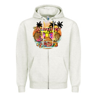 Oatmeal Heather summer vibes2 Zipper Hoodie - JahusDesignShop