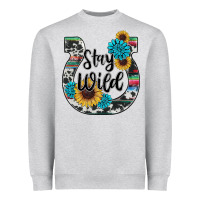 Heather Grey western stay wild horsesho Heavyweight Sweatshirt - RanaPortraitStore