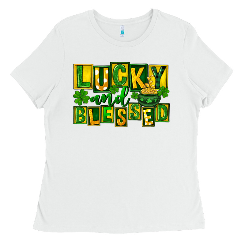 St Patricks Day Lucky And Blessed Ladies Tee by FaDigitalArtStudio | Teevron