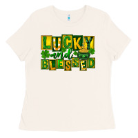 Bone St Patricks Day Lucky And Blessed Ladies Tee - FaDigitalArtStudio