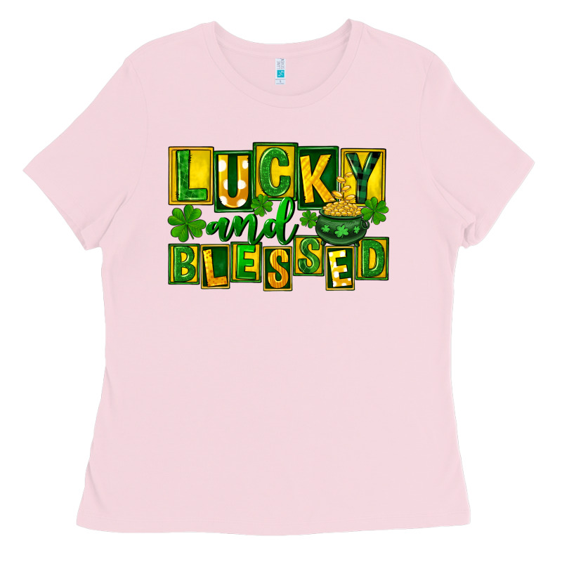 St Patricks Day Lucky And Blessed Ladies Tee by FaDigitalArtStudio | Teevron