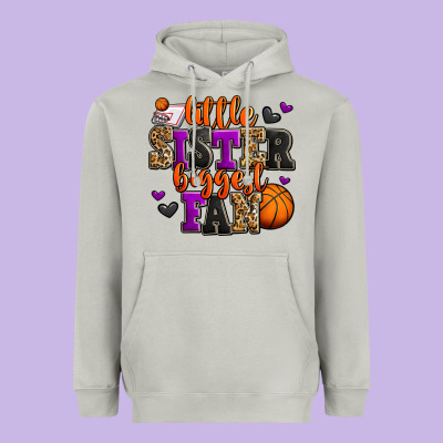 Little Sister Biggest Fan Basketball Heavyweight Hoodie Designed By Jasminsmagicworld