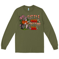 Army Green Little Miss Cotton Tail Long Sleeve Tee - CowhideDigitalArt