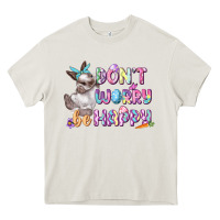 Cream Don't worry be happy Easter Heavy Core Tee - CowGirlArtShop