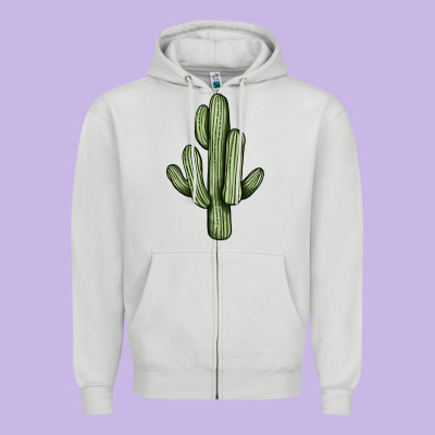 Cactus Zipper Hoodie Designed By Jahusdesignshop
