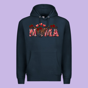 Valentine's Day Mama Black Highland Cow Premium Hoodie Designed By Ranaportraitstore
