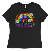 Black Be Yourself Pride Lgbtq Ladies Tee - BundleAndBundleShop