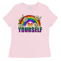 Bubblegum Pink Be Yourself Pride Lgbtq Ladies Tee - BundleAndBundleShop