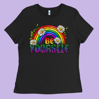 Be Yourself Pride Lgbtq Ladies Tee Designed By Bundleandbundleshop