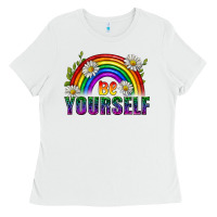 White Be Yourself Pride Lgbtq Ladies Tee - BundleAndBundleShop