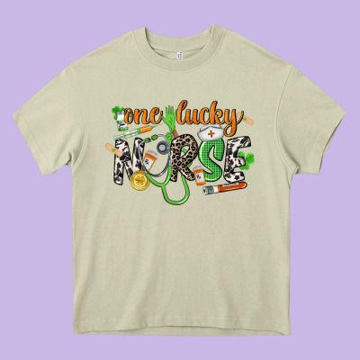 One Lucky Nurse St. Patrick's Day Heavy Core Tee Designed By Cowgirlartshop