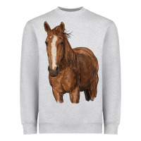 Heather Grey brown horse Heavyweight Sweatshirt - RanaPortraitStore