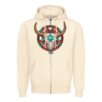 Sandshell turquoise aztec bullskull Zipper Hoodie - JahusDesignShop