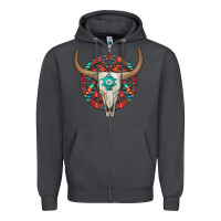 Smoke turquoise aztec bullskull Zipper Hoodie - JahusDesignShop